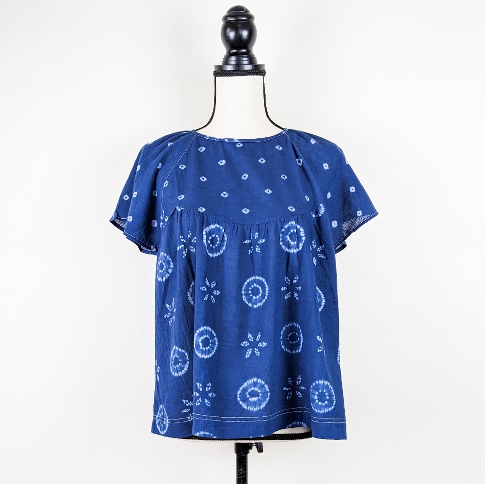 🦋LAST🦋 NWT Kopal Kajal Handmade Top - Indigo Shibori, Size Small